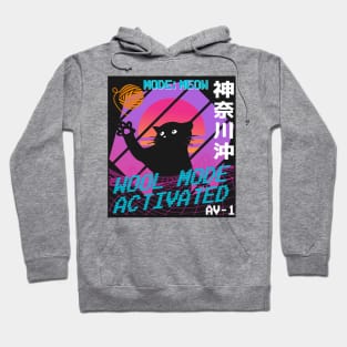 Vaporwave Aesthetic Style 80th Synthwave Cat Hoodie